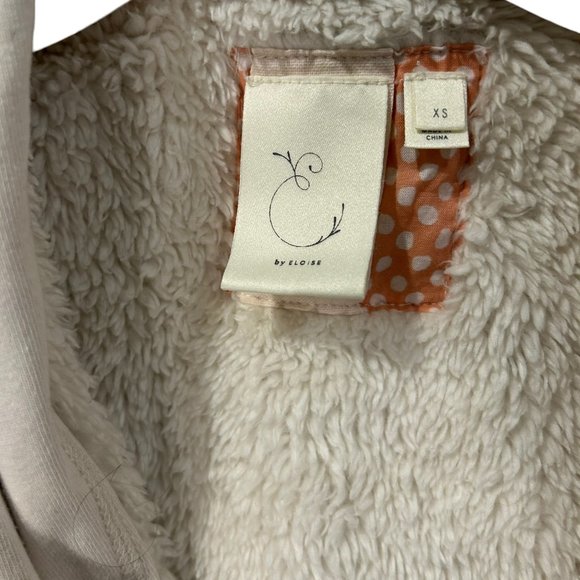 ANthropologie Eloise gray cream large plaid fuzzy lined short bath robe cozy - Picture 2 of 5